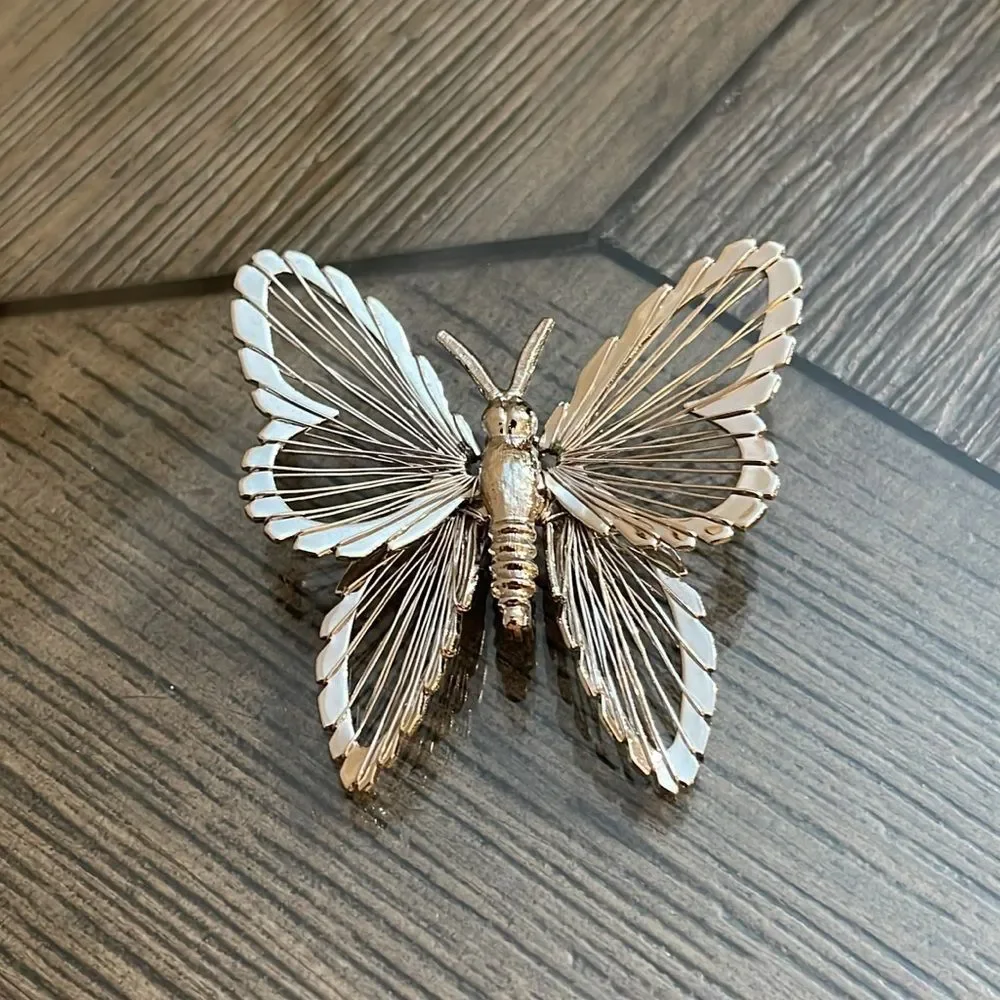 Vintage Monet Silver-tone Wire Butterfly Pin